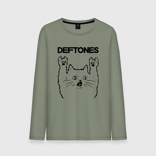 Мужской лонгслив Deftones - rock cat / Авокадо – фото 1