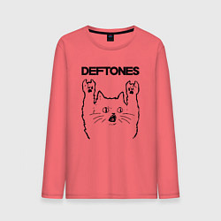 Лонгслив хлопковый мужской Deftones - rock cat, цвет: коралловый