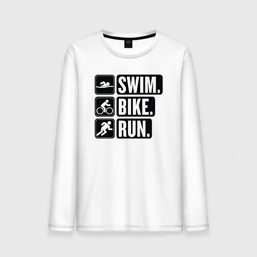 Мужской лонгслив Swim bike run / Белый – фото 1