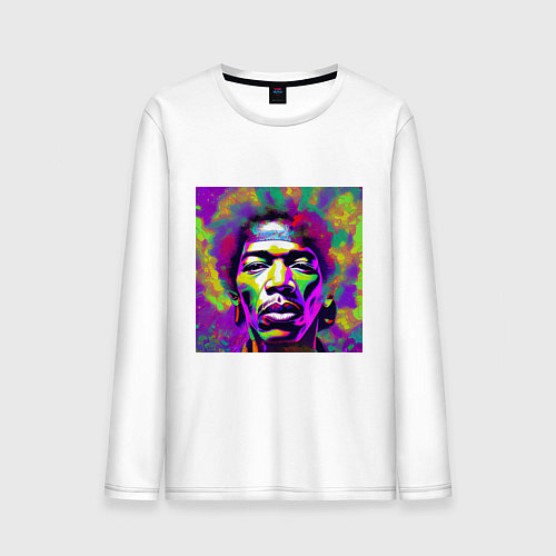 Мужской лонгслив Jimi Hendrix in color Glitch Art / Белый – фото 1