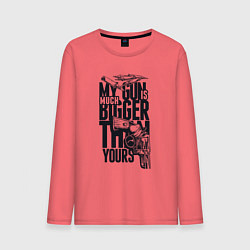 Лонгслив хлопковый мужской My gun is much bigger then your, цвет: коралловый