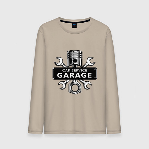 Мужской лонгслив Car service / Миндальный – фото 1