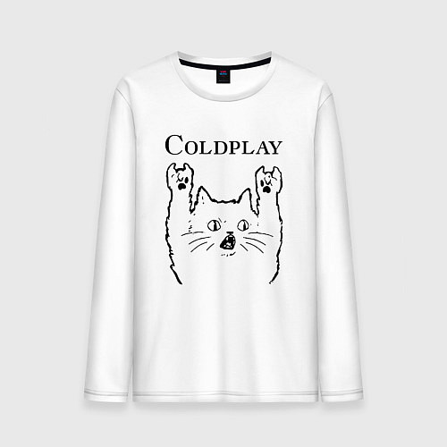 Мужской лонгслив Coldplay - rock cat / Белый – фото 1