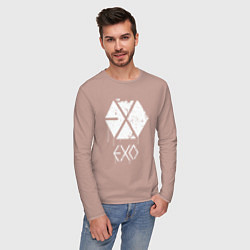 Лонгслив хлопковый мужской EXO лого, цвет: пыльно-розовый — фото 2