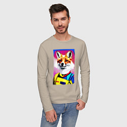 Лонгслив хлопковый мужской Fox - pop art - fashionista, цвет: миндальный — фото 2