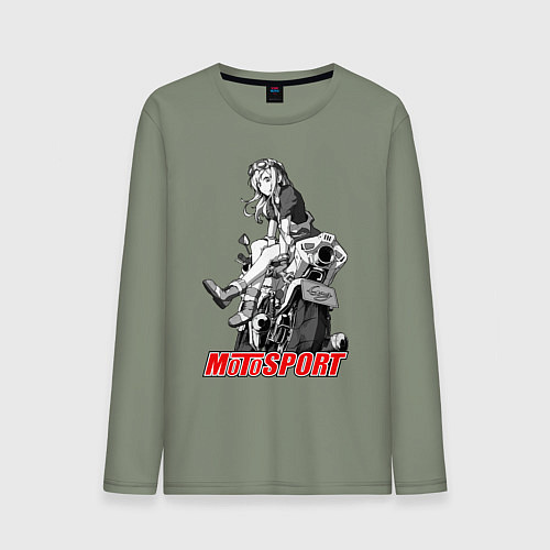 Мужской лонгслив Moto girl / Авокадо – фото 1