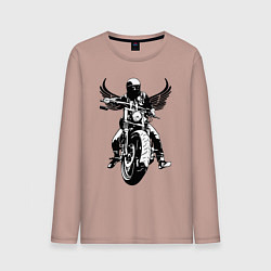 Лонгслив хлопковый мужской Biker wings, цвет: пыльно-розовый