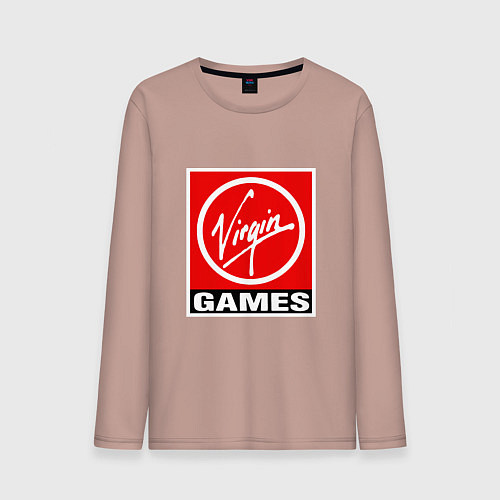 Мужской лонгслив Virgin games logo / Пыльно-розовый – фото 1