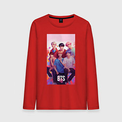 Лонгслив хлопковый мужской BTS art anime style, цвет: красный
