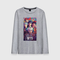 Лонгслив хлопковый мужской BTS anime kpop, цвет: меланж