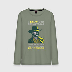 Лонгслив хлопковый мужской Чак Норрис среди программистов, цвет: авокадо