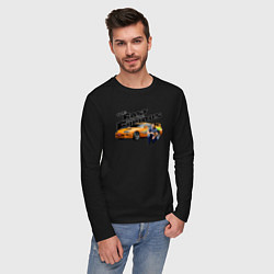 Лонгслив хлопковый мужской Пол Уокер Toyota supra MK4, цвет: черный — фото 2