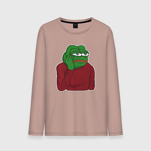 Мужской лонгслив Лягушонок Пепе вымотался / Пыльно-розовый – фото 1