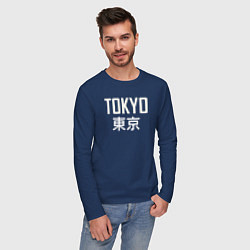 Лонгслив хлопковый мужской Japan - Tokyo, цвет: тёмно-синий — фото 2