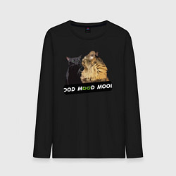 Лонгслив хлопковый мужской Черный и рыжий кот - Mood, цвет: черный