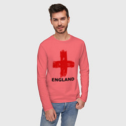 Лонгслив хлопковый мужской England flag, цвет: коралловый — фото 2
