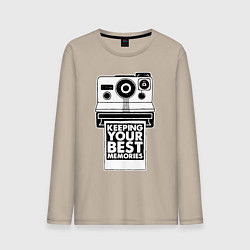 Лонгслив хлопковый мужской Polaroid best memories, цвет: миндальный