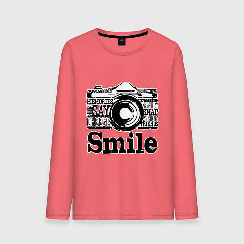 Мужской лонгслив Smile camera / Коралловый – фото 1