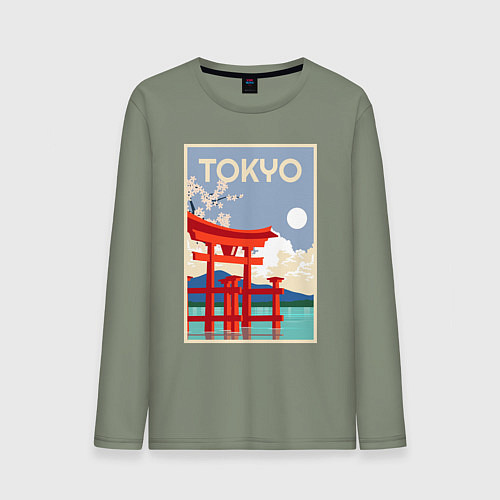 Мужской лонгслив Tokyo - japan / Авокадо – фото 1