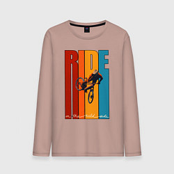Лонгслив хлопковый мужской MTB - ride, цвет: пыльно-розовый