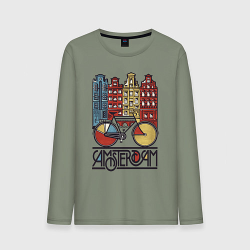 Мужской лонгслив Amsterdam bike / Авокадо – фото 1