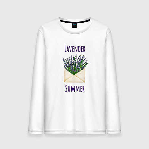 Мужской лонгслив Lavender Summer - букет лаванды в конверте / Белый – фото 1