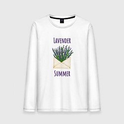 Лонгслив хлопковый мужской Lavender Summer - букет лаванды в конверте, цвет: белый