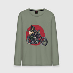 Лонгслив хлопковый мужской Biker red sun, цвет: авокадо