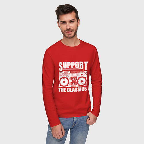 Мужской лонгслив Support the classic / Красный – фото 3