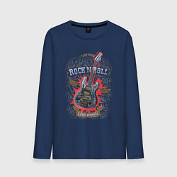 Мужской лонгслив Рок-н-ролл с гитарой стимпанк в огне