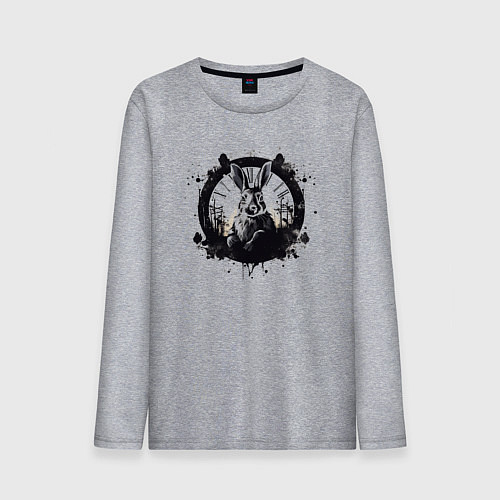 Мужской лонгслив Кролик и часы - Алиса в стране чудес / Меланж – фото 1