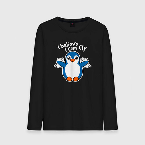 Мужской лонгслив Fly penguin / Черный – фото 1