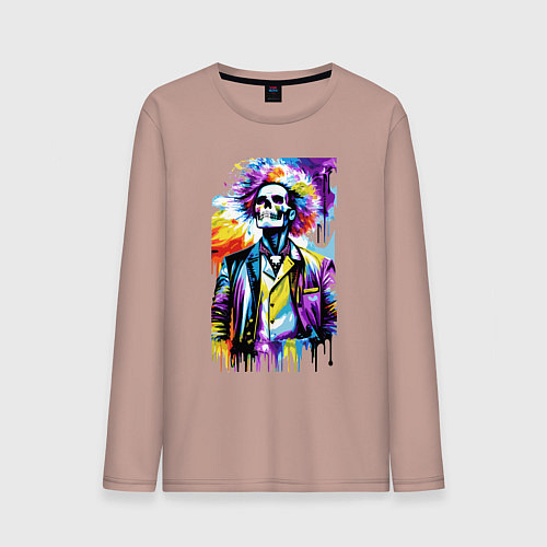 Мужской лонгслив Cool skeleton - pop art - neural network / Пыльно-розовый – фото 1