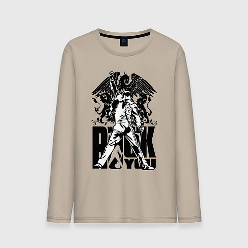 Мужской лонгслив Queen rock you / Миндальный – фото 1