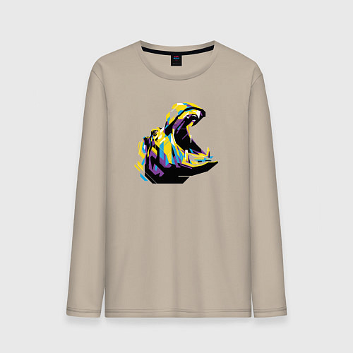 Мужской лонгслив Бегемот WPAP / Миндальный – фото 1