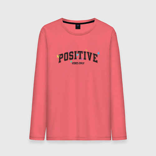 Мужской лонгслив Positive vibes only / Коралловый – фото 1