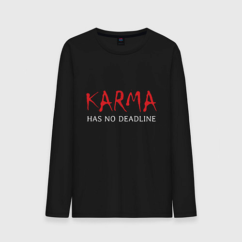 Мужской лонгслив Karma has no deadline / Черный – фото 1