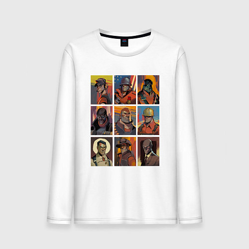 Мужской лонгслив Team fortress 2 - портреты персонажей / Белый – фото 1