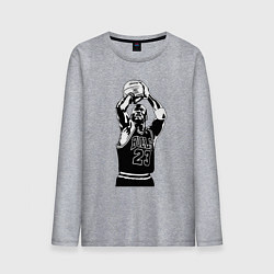 Лонгслив хлопковый мужской Майкл Джордан бросает мяч, цвет: меланж