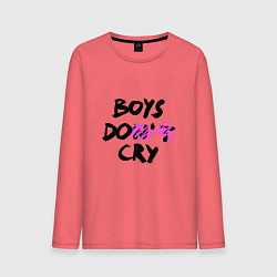 Лонгслив хлопковый мужской Boys dont cry, цвет: коралловый