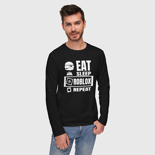 Мужской лонгслив Роблокс на повторе / Черный – фото 3