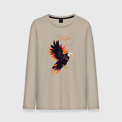 Лонгслив хлопковый мужской Орел парящая птица абстракция, цвет: миндальный