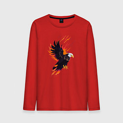 Лонгслив хлопковый мужской Орел парящая птица абстракция, цвет: красный