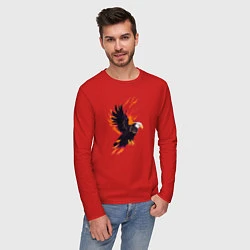 Лонгслив хлопковый мужской Орел парящая птица абстракция, цвет: красный — фото 2