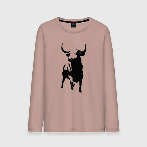 Мужской лонгслив Бык анфас / Пыльно-розовый – фото 1