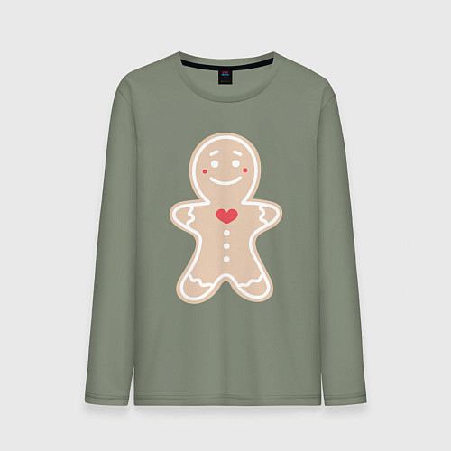 Мужской лонгслив Весёлый пряничек / Авокадо – фото 1