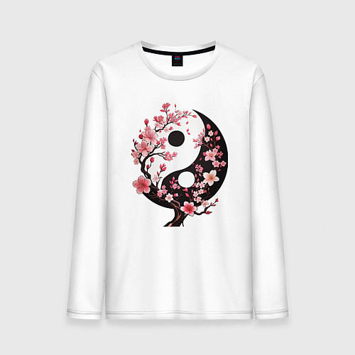 Мужской лонгслив Скура с инь и янь / Белый – фото 1