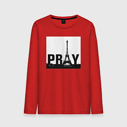 Лонгслив хлопковый мужской Молись за Париж, цвет: красный