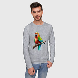 Лонгслив хлопковый мужской Попугай какаду, цвет: меланж — фото 2