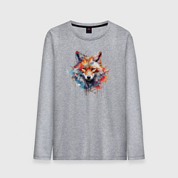 Лонгслив хлопковый мужской Граффити с лисой, цвет: меланж
